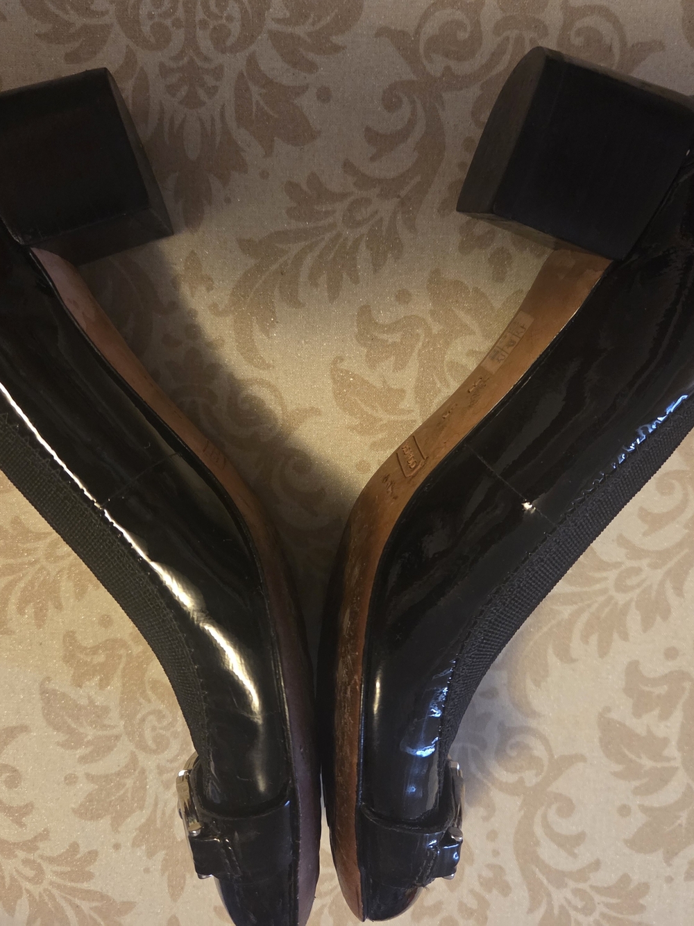 Coach Black Patent Leather Ballet Flats with Silver Hardware - Picture 2 of 3